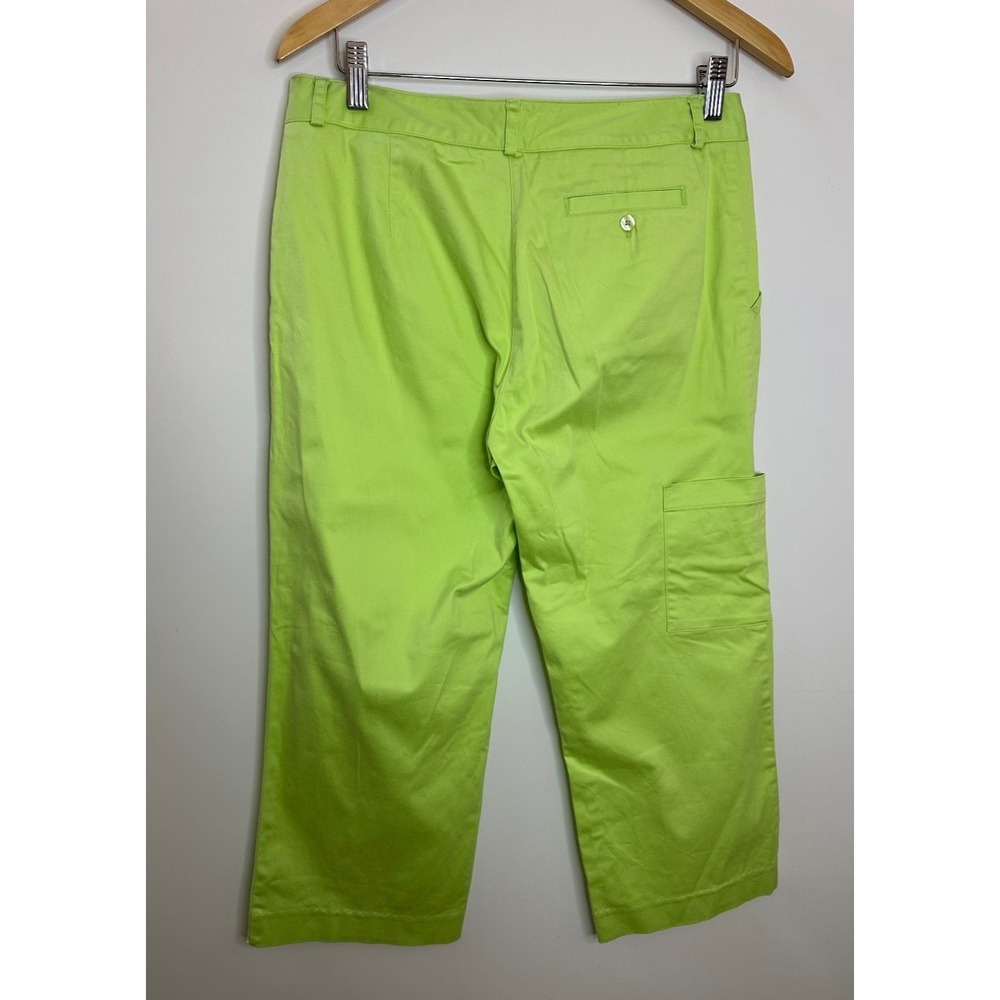 Vintage Y2K Lilly Pulitzer Lime Green Cropped Cargo Capri Pants Womens 8 - Picture 12 of 15